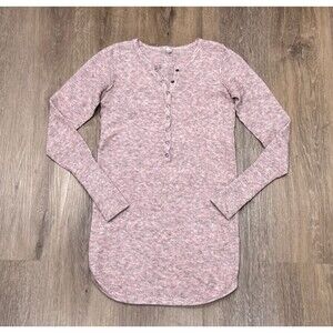 Free People Intimately Pink Henley Thermal Knit Top Size Small